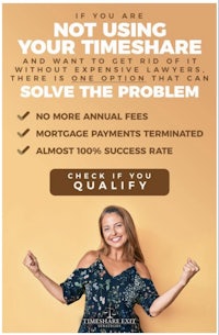 a flyer with the text, if you are not using your timeshare, solve the problem